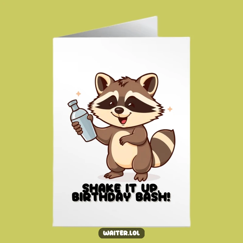 Funny Free Printable Birthday Card: Raccoon Cocktail Shaker, Perfect Downloadable Gift