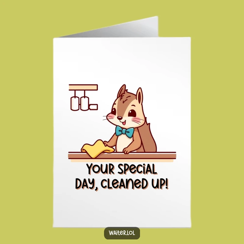 Funny Free Printable Birthday Card: Tidy Squirrel Bowtie, Perfect Downloadable Gift