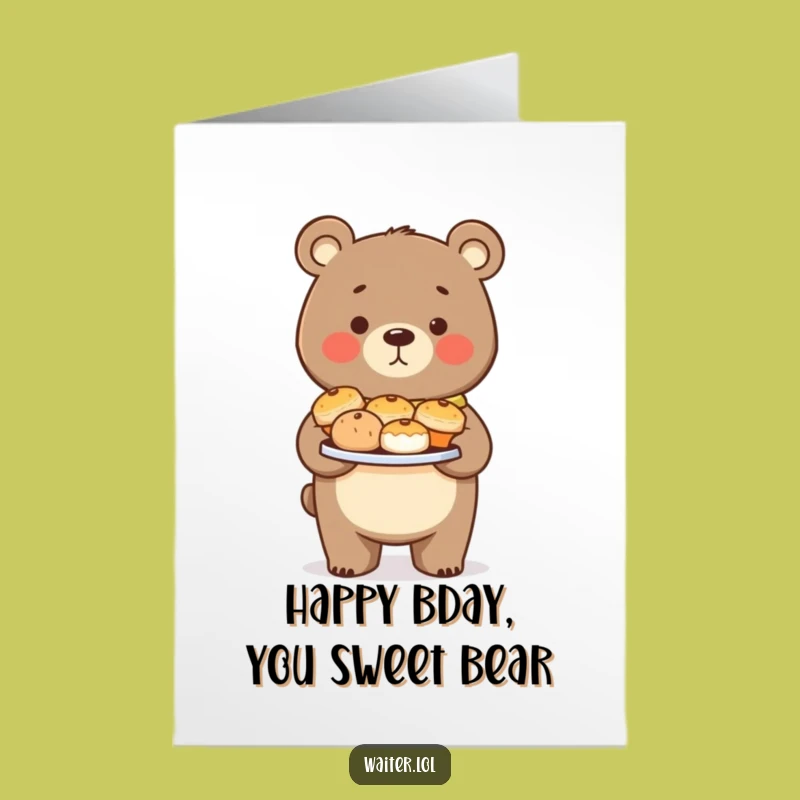 Free Printable Birthday Card: Proud Bear Pastries Funny Downloadable Gift