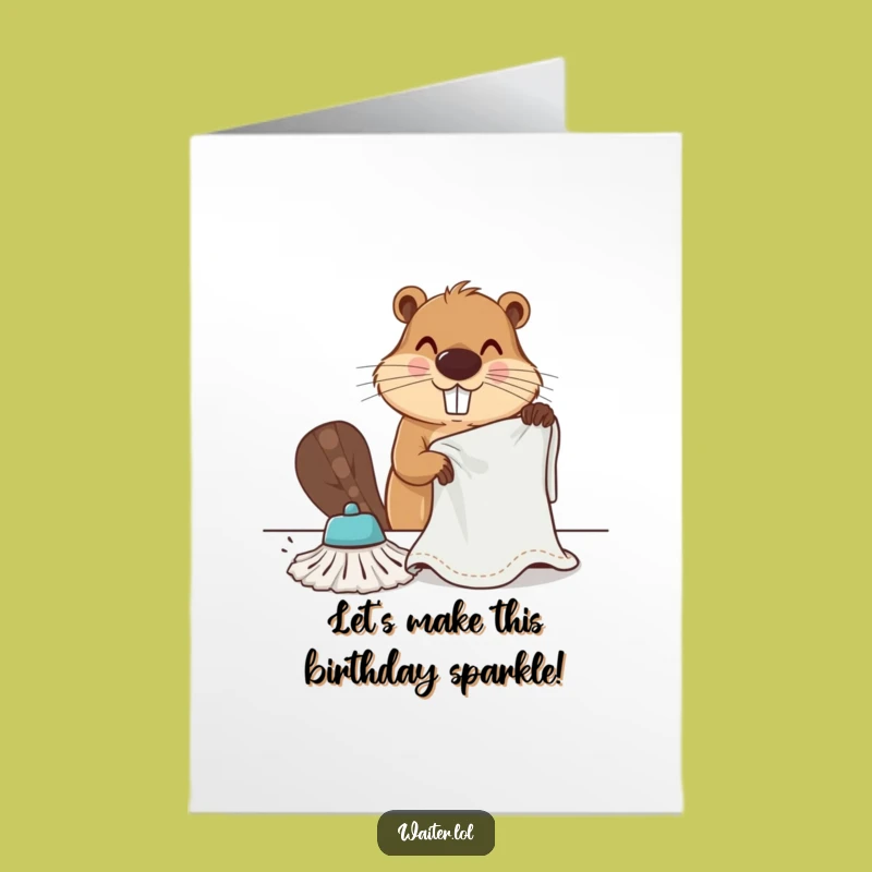 Beaver's Birthday Clean-Up Card: Free Printable, Diligent Funny Gift!
