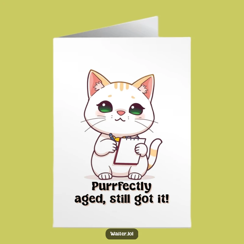 Free Printable Birthday Card: Funny Cat Barista Taking Your Order - Downloadable Gift
