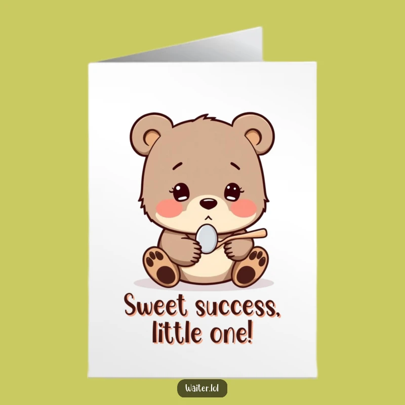 Free Printable Congrats Card: Bear Cub's Sweet Success - Funny Downloadable Gift!