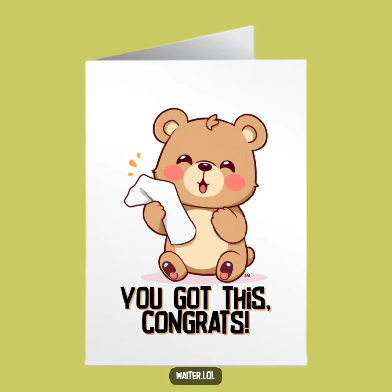 Free Printable Congrats Card: Bear's Flourishing Service, Perfect Downloadable Gift