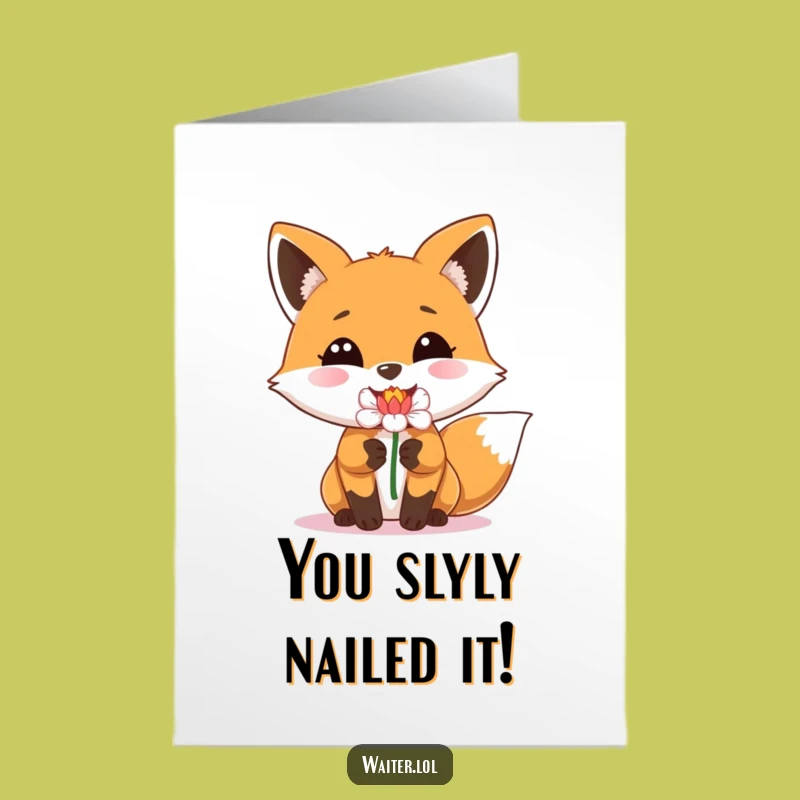 Free Printable Congrats Card: Fox Flower Success Downloadable Gift
