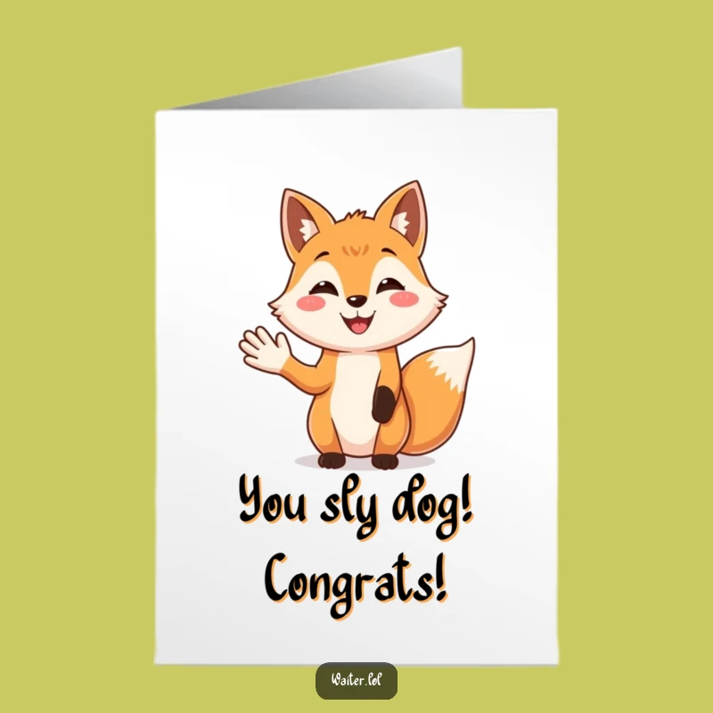 Free Printable Congrats Card: Friendly Fox Cheers Funny Downloadable Gift