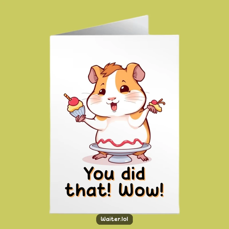 Free Printable Congrats Card: Guinea Pig Dessert Triumph Downloadable Gift