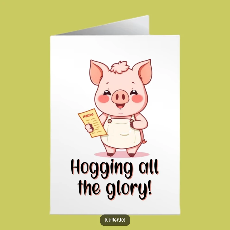 Free Printable Congrats Card: Jovial Pig Menu Cheers Funny Downloadable Gift