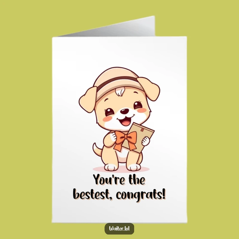 Free Printable Congrats Card: Puppy's Celebration Service - Funny Downloadable Gift!