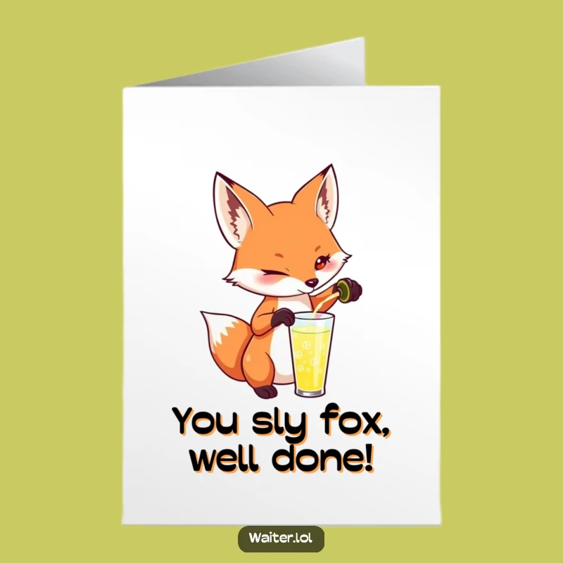 Free Printable Congrats Card: Sly Fox Cheers, Downloadable Celebration Humor