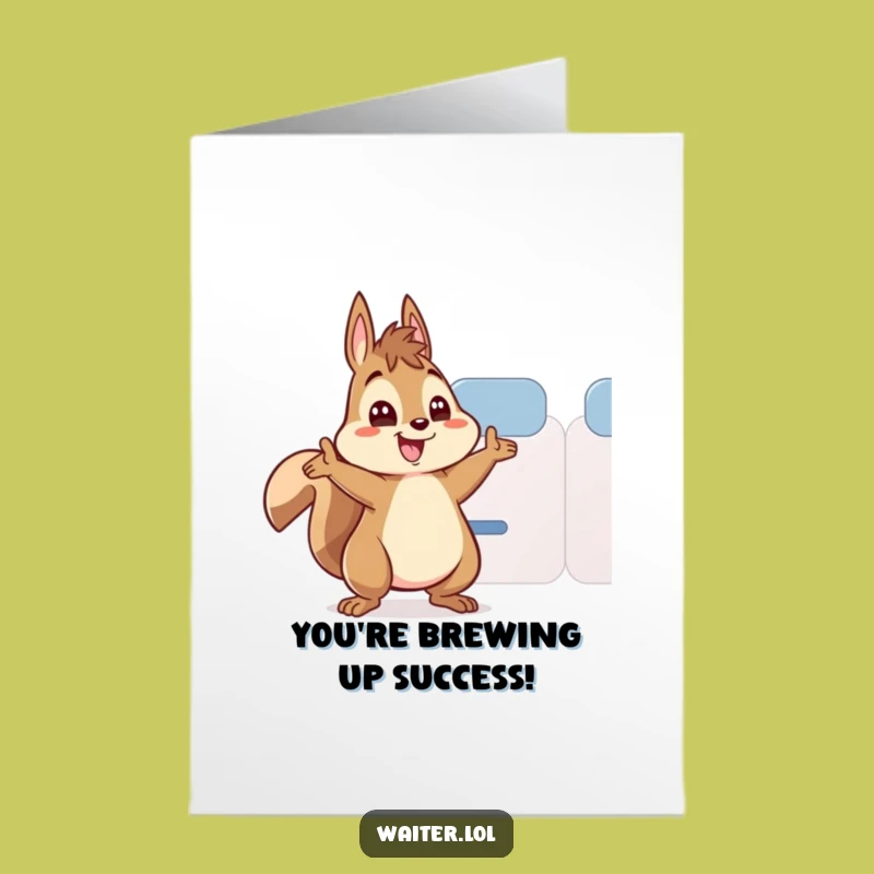 Free Printable Congrats Card: Squirrel's Super Sip, Humorous Downloadable Gift for Energized Success
