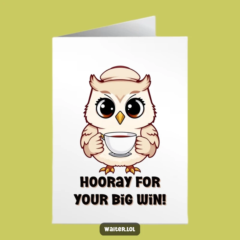 Free Printable Congrats Card: Wise Owl Waiter Funny Downloadable for Any Achievement