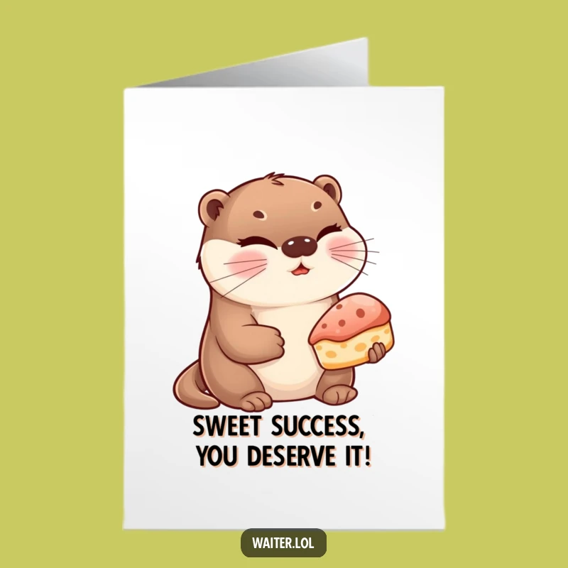 Free Printable Congratulations Card: Winking Otter Pastry, Humorous Downloadable Gift