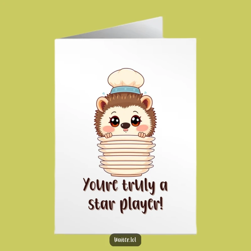 Free Printable Hedgehog Waiter Congratulations Card - Inquisitive Downloadable Greeting for New Beginnings