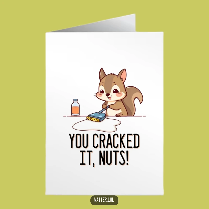 Free Printable Congrats Card: Squirrel's Thorough Clean, Downloadable Celebration Humor