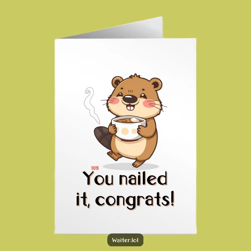 Free Printable Congrats Card: Beaver's Careful Delivery, Perfect Downloadable Gift