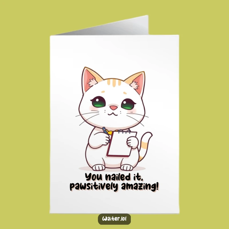 Free Printable Congrats Card: Focused Cat Barista - Funny Downloadable Gift