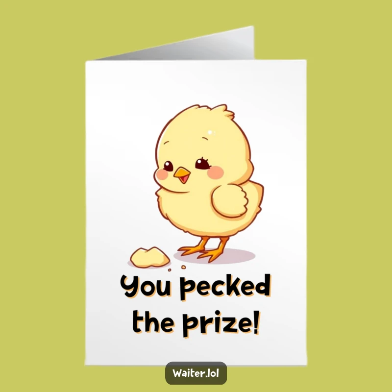 Free Printable Congrats Card Fluffy Chick Eating Crumb Funny Downloadable Gift