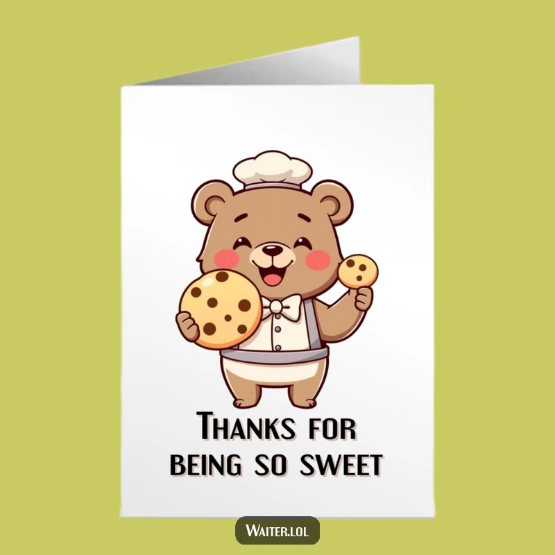 Free Printable Bear Waiter Thank You Card - Delicious Downloadable Gratitude