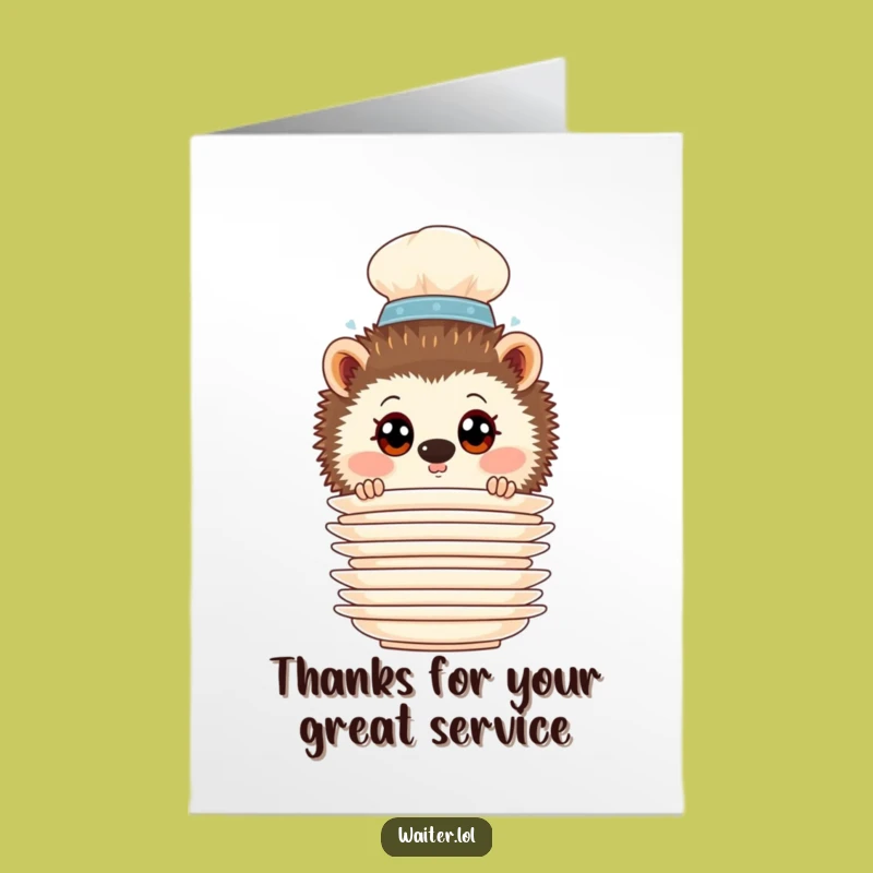 Free Printable Hedgehog Waiter Thank You Card - Curious Downloadable Note for Sweet Gratitude