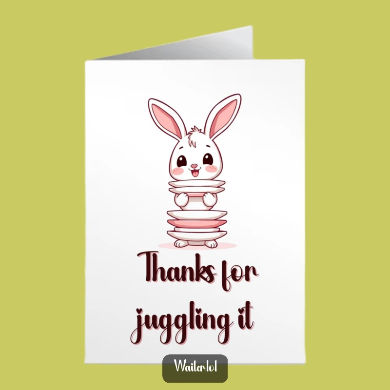 Free Printable Thank You Card: Bunny's Balancing Act, Funny Downloadable Gift for Great Help
