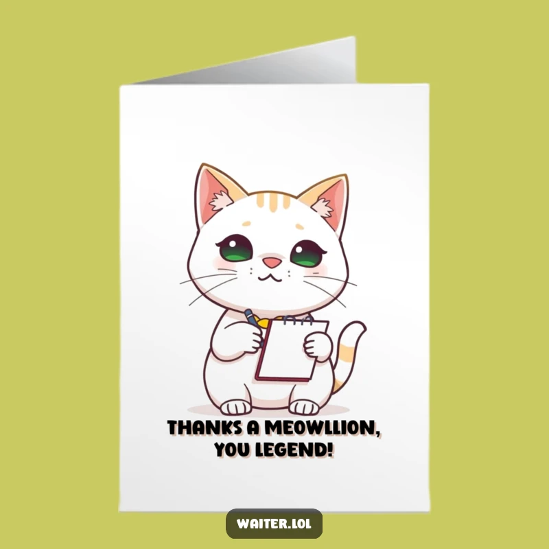 Free Printable Thank You Card: Dedicated Cat Barista - Funny Downloadable Gift