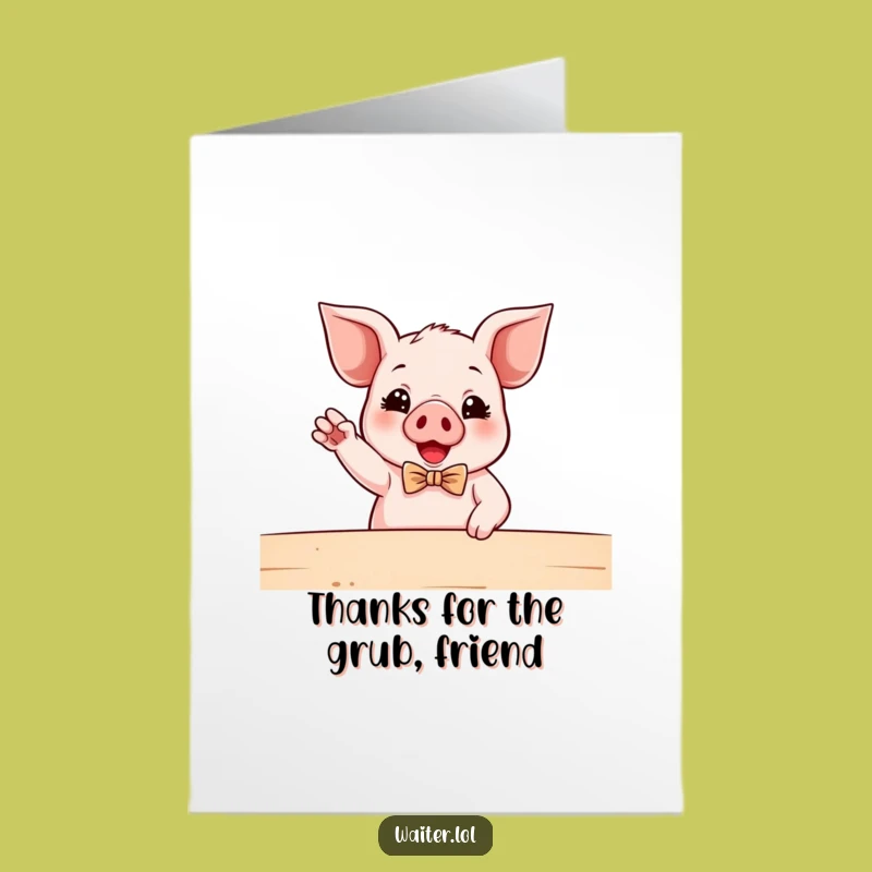 Free Printable Thank You Card: Enthusiastic Piglet Bowtie, Humorous Downloadable Gift