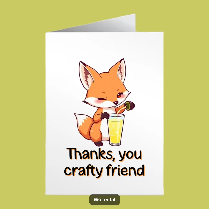Free Printable Thank You Card: Fox Cheers Theme, Downloadable Gratitude Humor