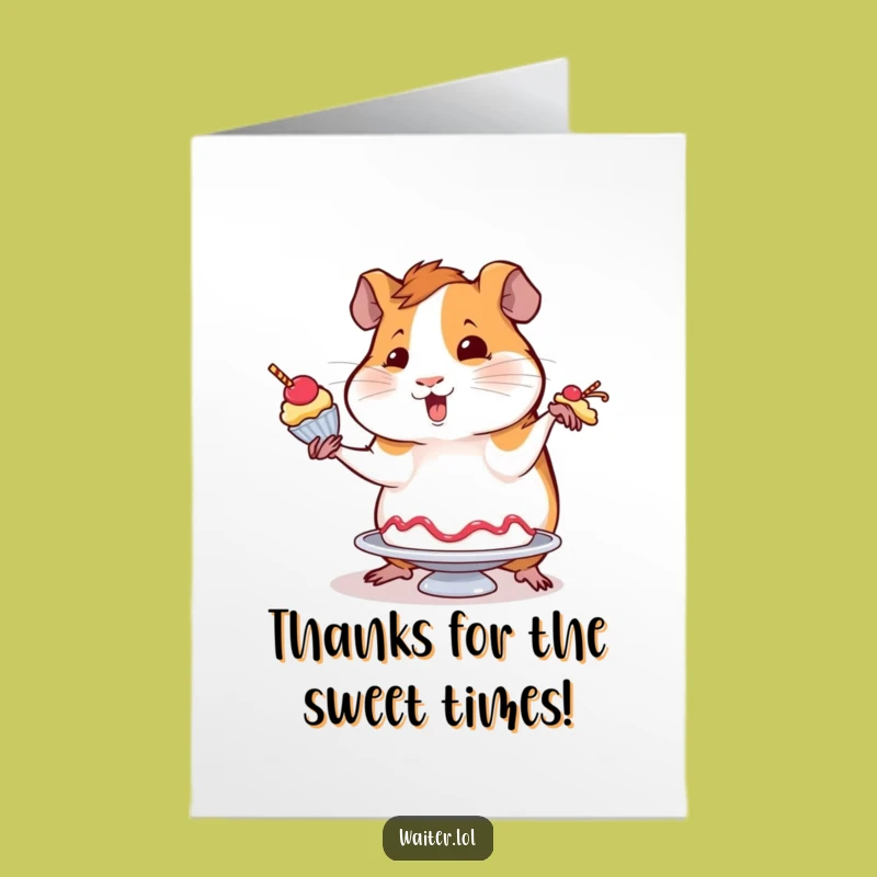 Free Printable Thank You Card: Guinea Pig Dessert Thanks Downloadable Gift