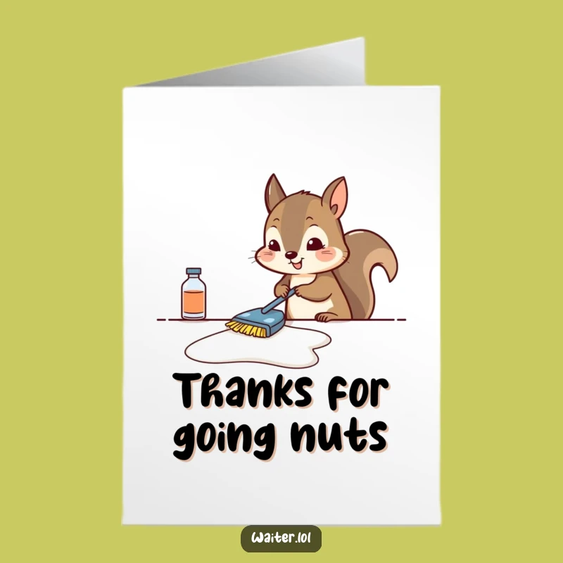 Free Printable Thank You Card: Squirrel's Scrub Theme, Downloadable Gratitude Humor