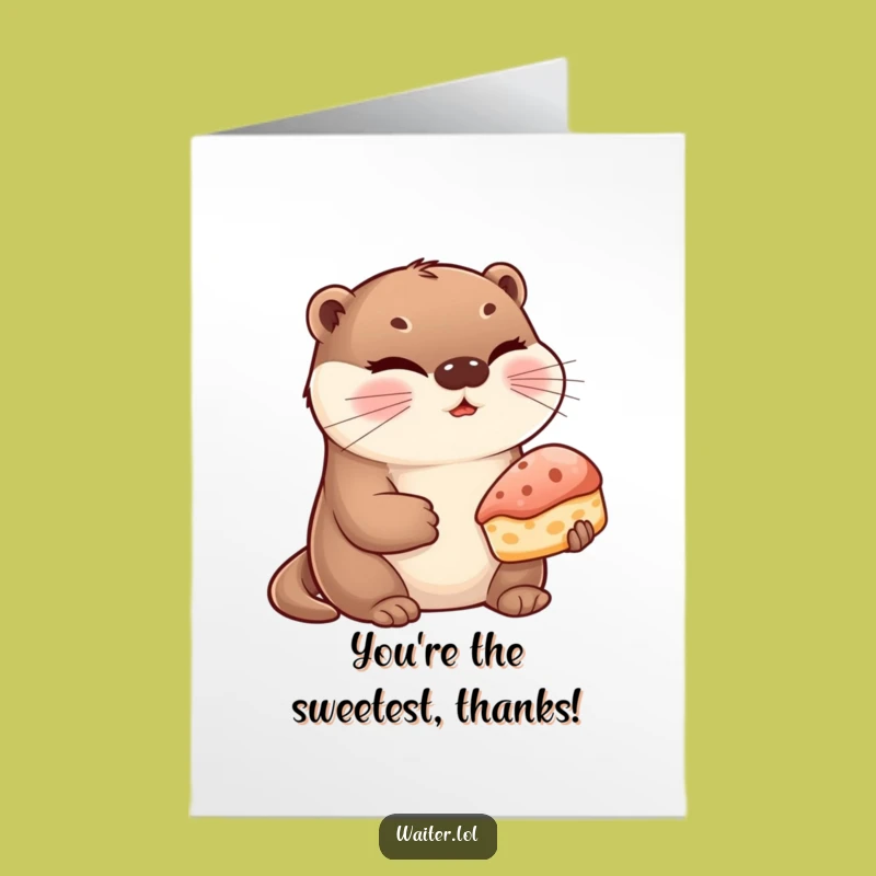 Free Printable Thank You Card: Winking Otter Pastry, Humorous Downloadable Gift