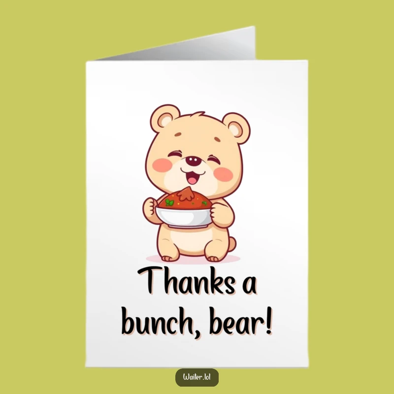 Free Printable Thank You Card: Giggling Bear Cub's Proud Treat Funny Downloadable Gift