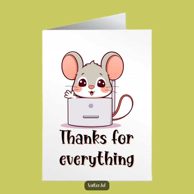 Humorous Free Printable Thank You Card: Mouse's Surprised Welcome of Gratitude