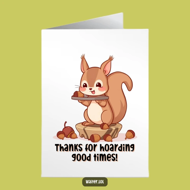 Free Printable Squirrel Thank You Card: Acorn Gratitude, Downloadable Thanks
