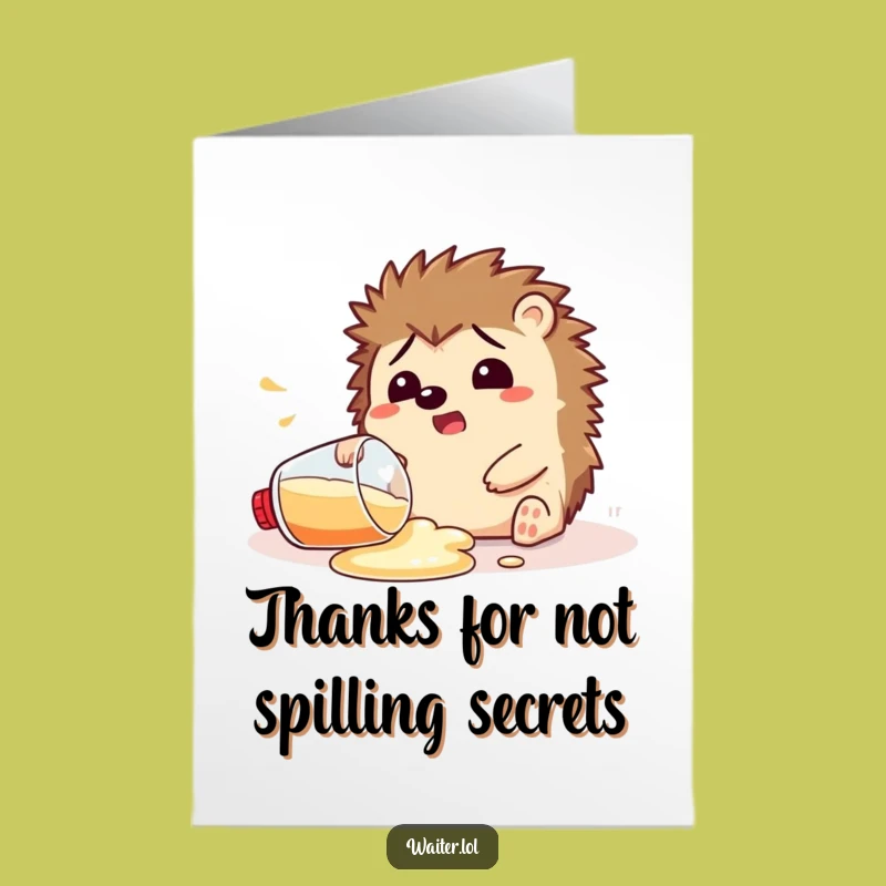 Free Printable Hedgehog Thank You Card: Spilled Thanks, Downloadable Gratitude