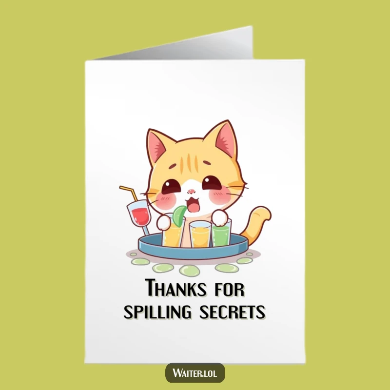 Free Printable Thank You Card: Cat's Slippery Thanks, Funny Downloadable Gift for Unexpected Favors