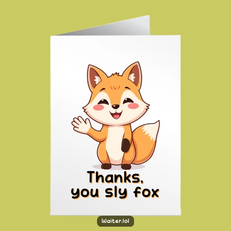 Free Printable Thank You Card: Friendly Fox Gratitude Funny Downloadable Gift