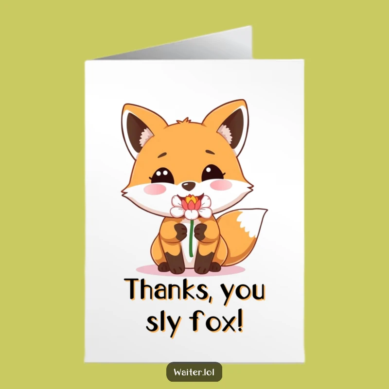 Free Printable Thank You Card: Fox Flower Gratitude Downloadable Gift