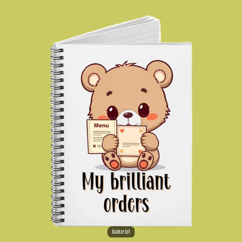 Funny Bear Cub Menu Notebook: Cute & Hopeful Journal for Ideas Gift