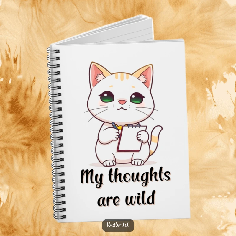 Funny Cat Barista Notebook: A cute cat barista with a notepad, intently focused on taking an order, perfect for jotting down notes.