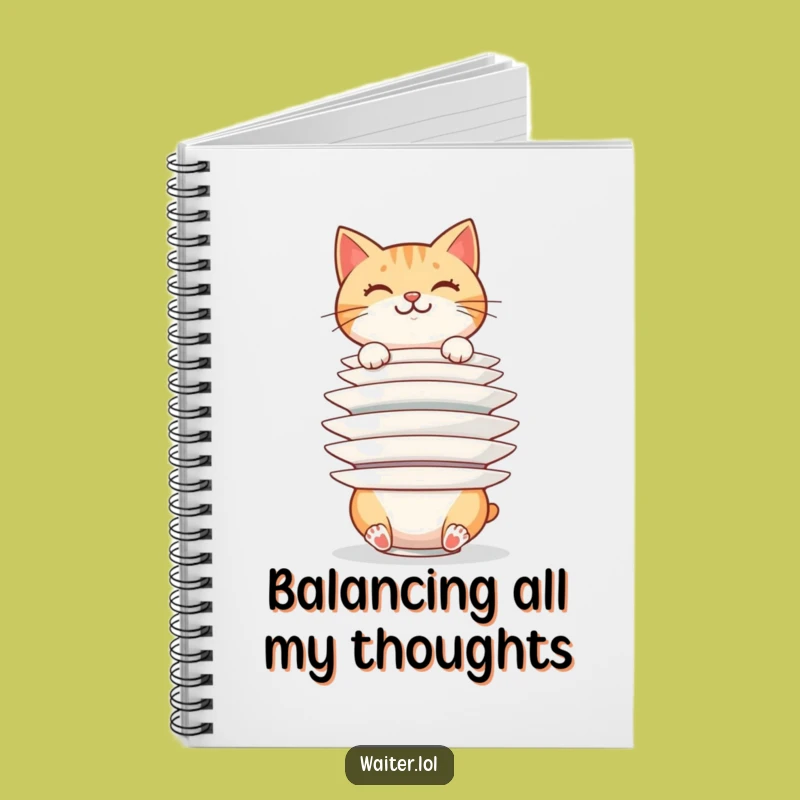 Funny Cat Plate Stacker Notebook: Precarious Journal, Feline Ideas, Perfect Funny Gift