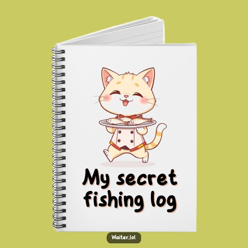 Funny Cat Waiter Notebook: Fish Plate Journal, Ideal Dining Gift