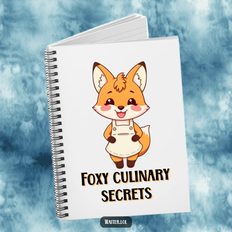 Funny fox apron notebook with a charming fox wearing an apron and smiling broadly, ideal for journaling.