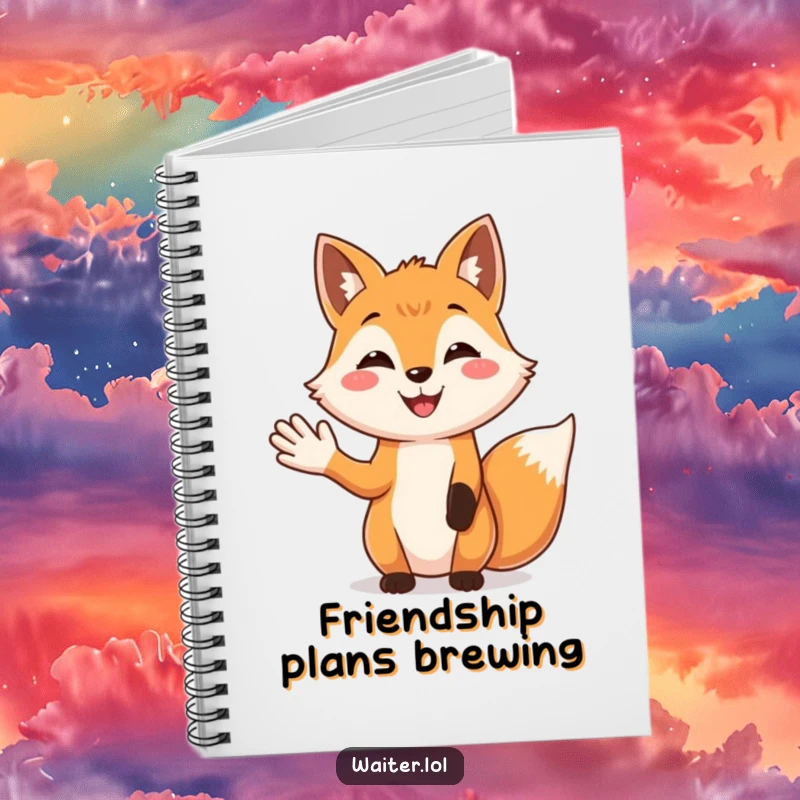 Funny Fox Greeting Notebook: A smiling fox extends a welcoming hand, perfect for jotting down friendly notes.