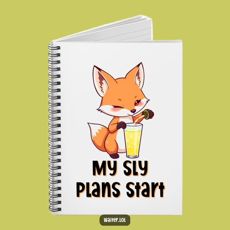 Funny Fox Pouring Drink Notebook - Jot Down Ideas, Perfect Gift for Thinkers!