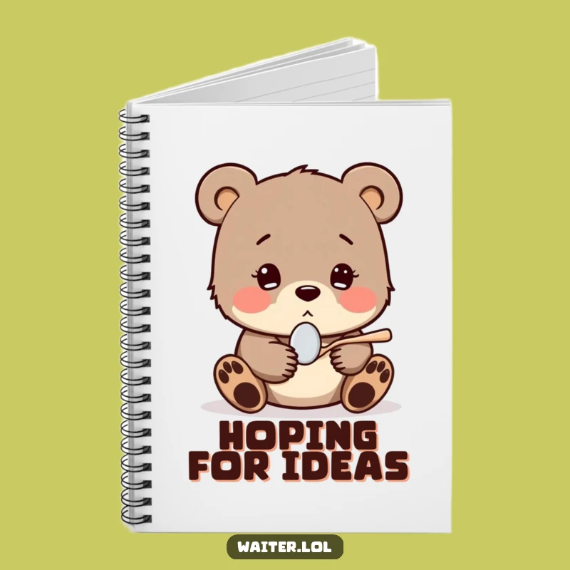 Funny Shy Bear Cub Spoon Notebook: Record Your Sweet Thoughts in this Hopeful Journal