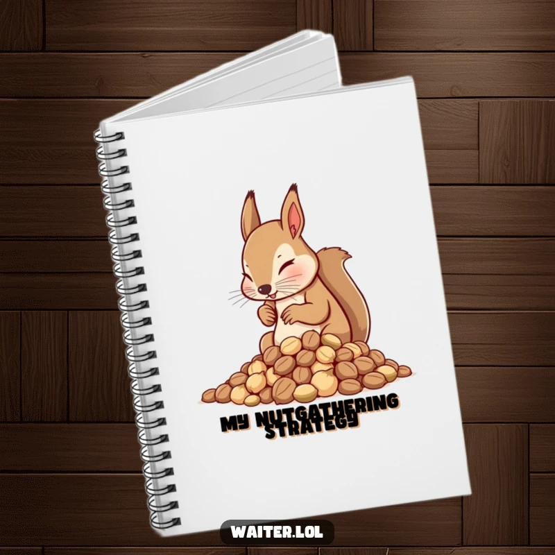 Funny Squirrel Waiter Notebook: Determined squirrel waiter arranging nuts on the cover, perfect for note-taking.