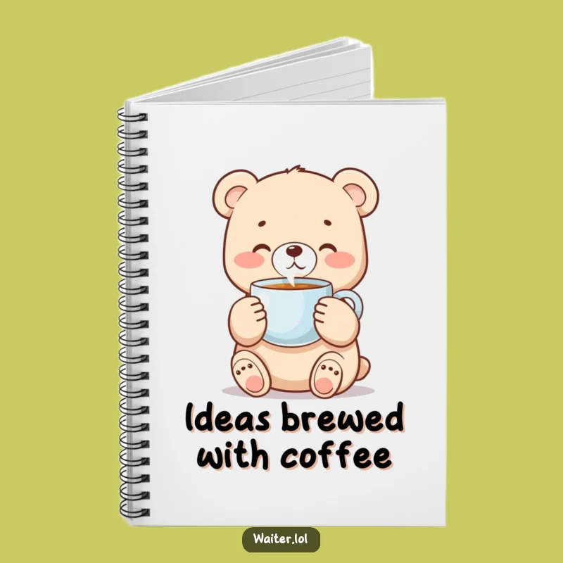 Funny Bear Cub Notebook - Cute Cub Writes Coffee Thoughts, Gift Idea