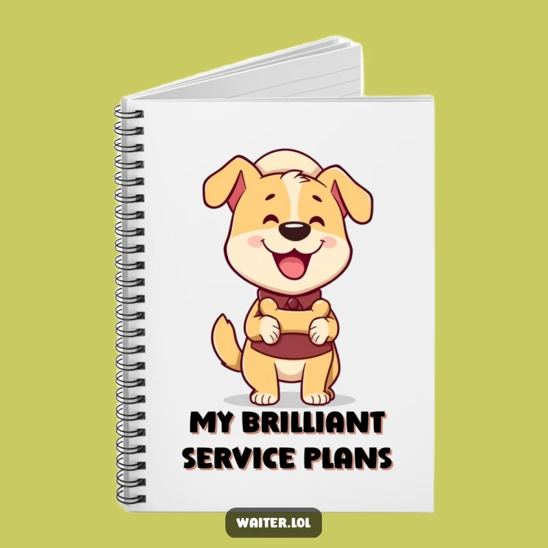 Funny Dog Waiter Notebook: Take Notes with Enthusiastic Pup Flair