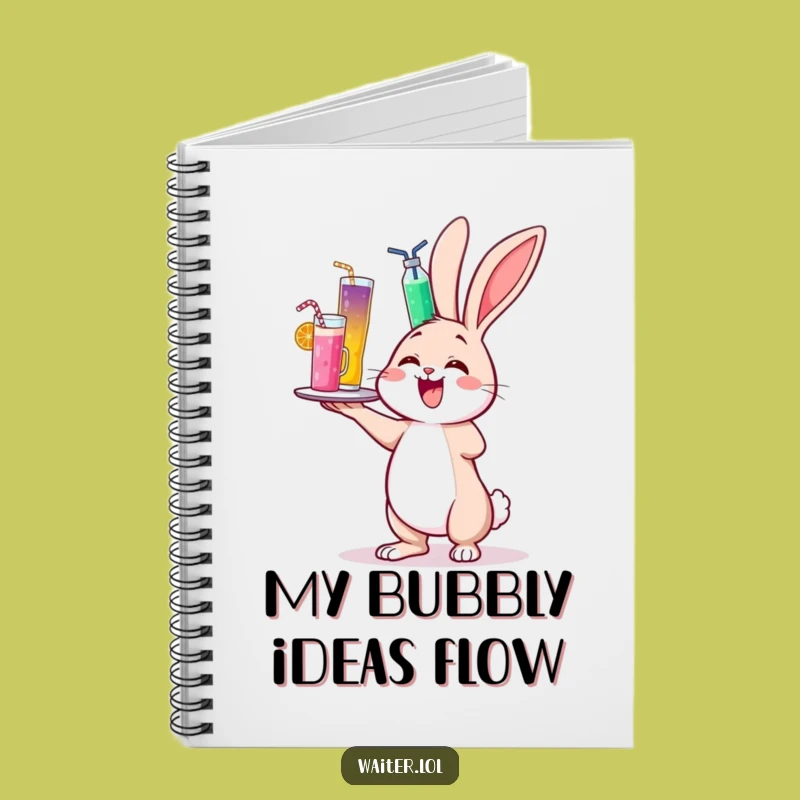 Funny Cheerful Bunny Drinks Notebook - Journal Your Happy Thoughts Gift