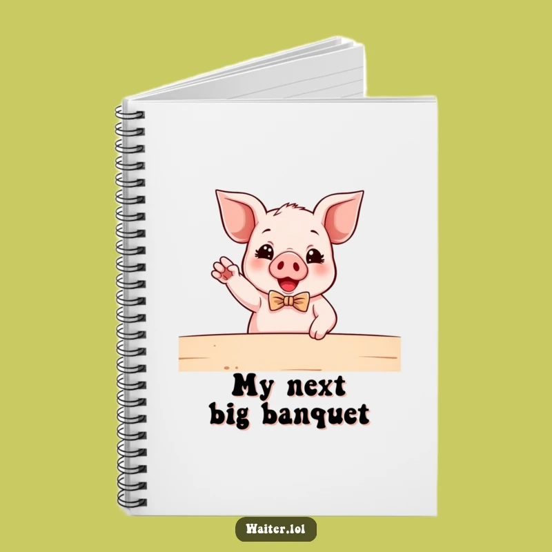 Funny Piglet Waiter Notebook: Jot Down Ideas with a Bowtie Piggy, Perfect Funny Gift